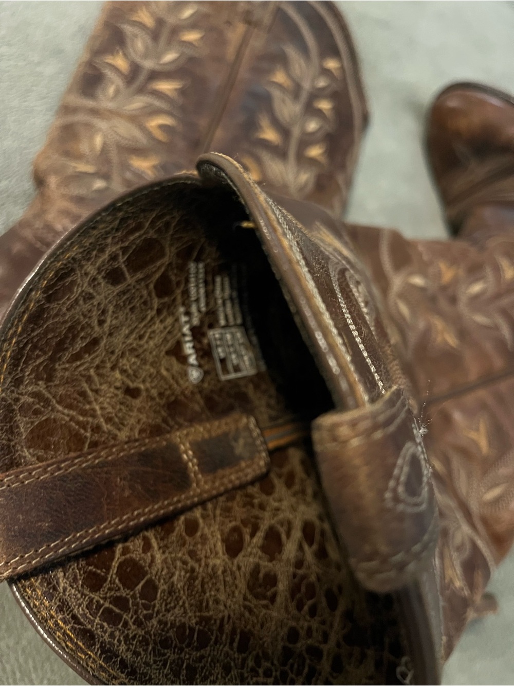 Ariat Dark Brown Leather Embroidered Western Heeled Boots - Picture 3 of 4